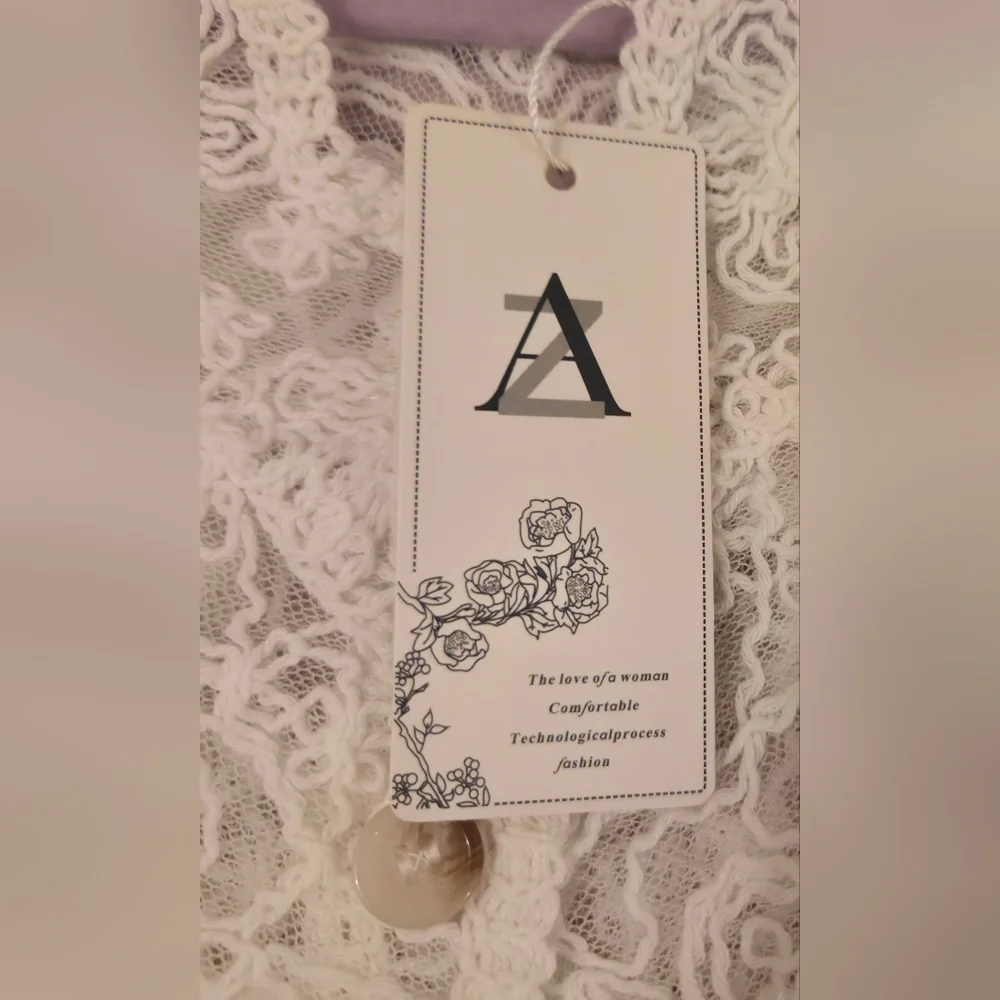 AZ Chic Lace Embroidered Button Up Long Sleeve Blouse